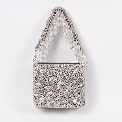 Image of THE TAN CLAN Kavya Beige Flap Over Bag Clutch Purses Luxury Evening Handbags with Handle