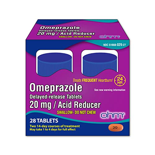Ohm Omeprazole Delayed-Release Tablets, 20mg Acid Reducer, Treats Frequent Heartburn
