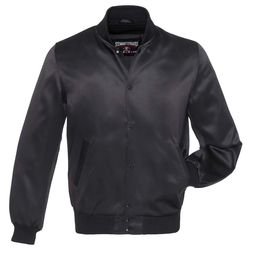 Stewart & Strauss Satin Black & White Varsity Jacket