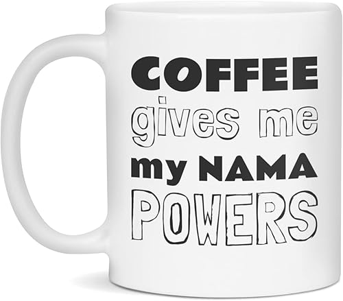 Funny Nama - Taza de café Gives Me My Nama Powers, 11 onzas, color blanco