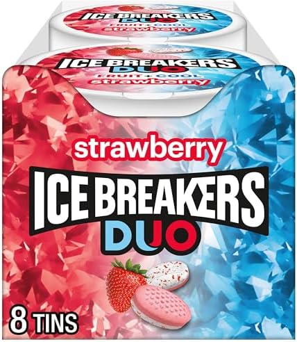 Ice Breakers Duo, Sugar Free Mints, Strawberry and Mint, Pack of 8 x 42 g