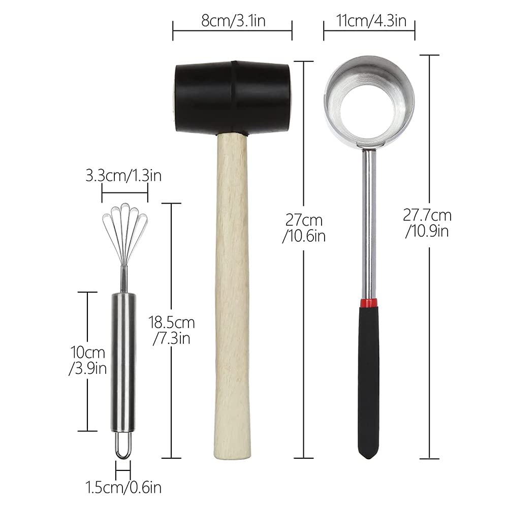 Outil d'ouverture de noix de coco, kit de tire-bouchon de noix de coco en acier inoxydable pour jeune kit de tire-bouchon de cacao de noix de coco, poinçon de trou de noix de coco, marteau en caoutc