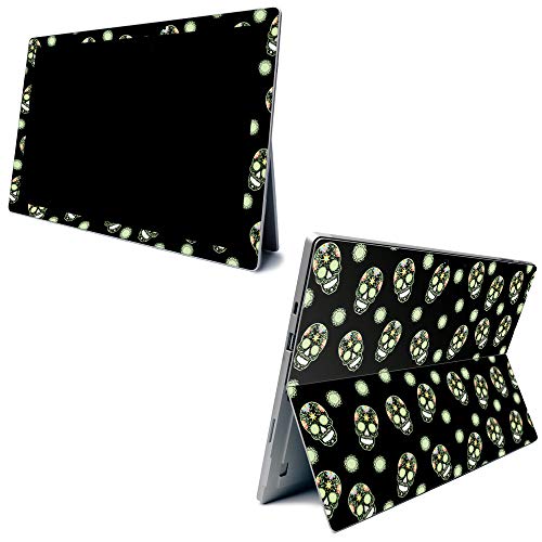 Image of MightySkins Carbon Fiber Skin for Microsoft Surface Pro 7 - Nighttime Skulls | Textured Carbon Fiber Finish | Easy to Apply, Remove, and Change Styles | Made in The USA (CF-MISURPR7-Nighttime Skulls)