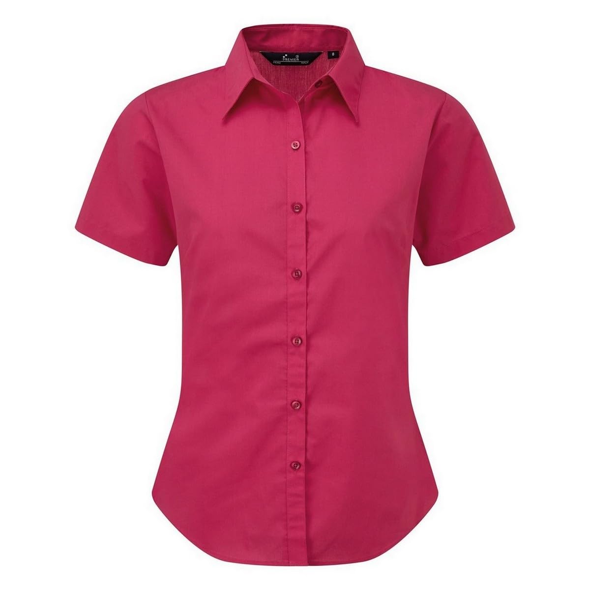 Premier Short Sleeve Poplin Blouse/Plain Work Shirt (16) (Hot Pink)