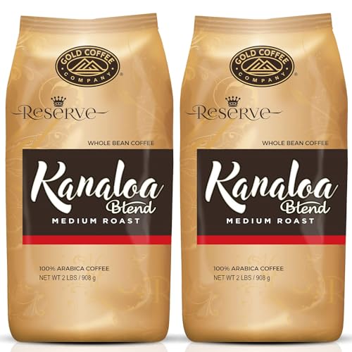 Gold Coffee Kanaloa Blend 2lb Medium Roast Whole Bean Coffee (Pack of 2)