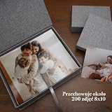 Hiwhy Skrzynka do przechowywania zdjęć 20x25 cm, Płócienna skrzynka na zdjęcia, Skrzynka na wspomnienia do przechowywania zdjęć, obrazów, dokumentów, akcesoriów do scrapbookingu, pamiątek i biżuterii