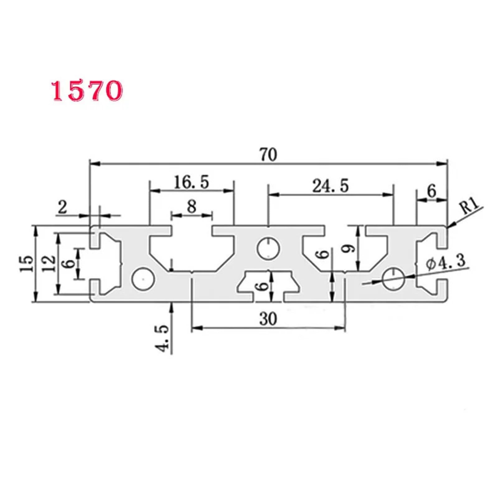 GTPBAO 2 pezzi 1570 Profilo estruso in alluminio 15x70mm Tubi quadrati anodizzati argento Telaio for ringhiere Strutture for mobili Binario estruso(1000mm long)