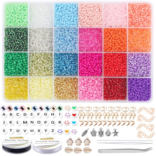 EuTengHao 13200 perles de rocaille en verre pour loisirs créatifs et petits poneys pour faire des...