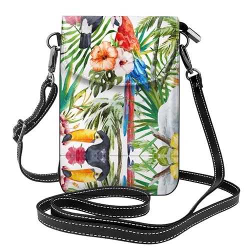 Petit sac à main léger en cuir végétalien Toucans pour téléphone