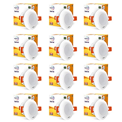 Image of Wipro Garnet 3W Led Mini Downlight for Home & Cabinet| Blue|Compact Design with 120 Beam Angle|Recessed Down Light for False Ceiling|Cutout-2.3 Inch|Pack of 12