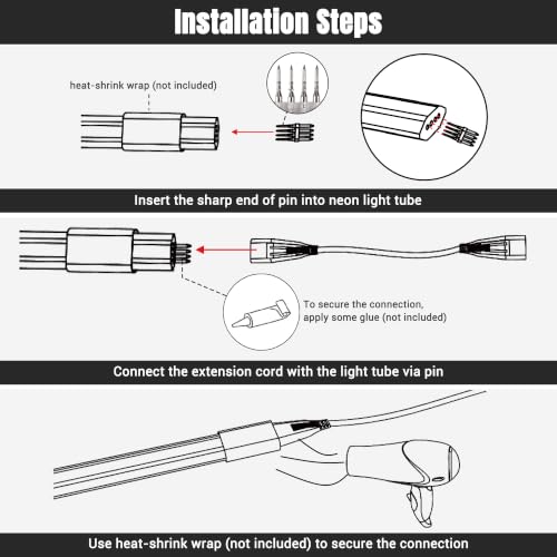 Image of Yescom BiLume RGBW 5-Set 3ft 4-pin Neon Rope Light Connector Jumper Cable