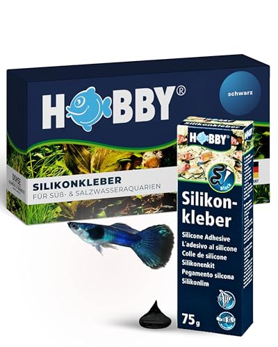 HOBBY Aquaristik Silikonkleber I 75 g Tube I hochelastischer Silikon für Aquarien I alterungs- & witterungsbeständiger Aquarien-Silikon I Aquarienkleber UV- & temperaturresistent I schwarz