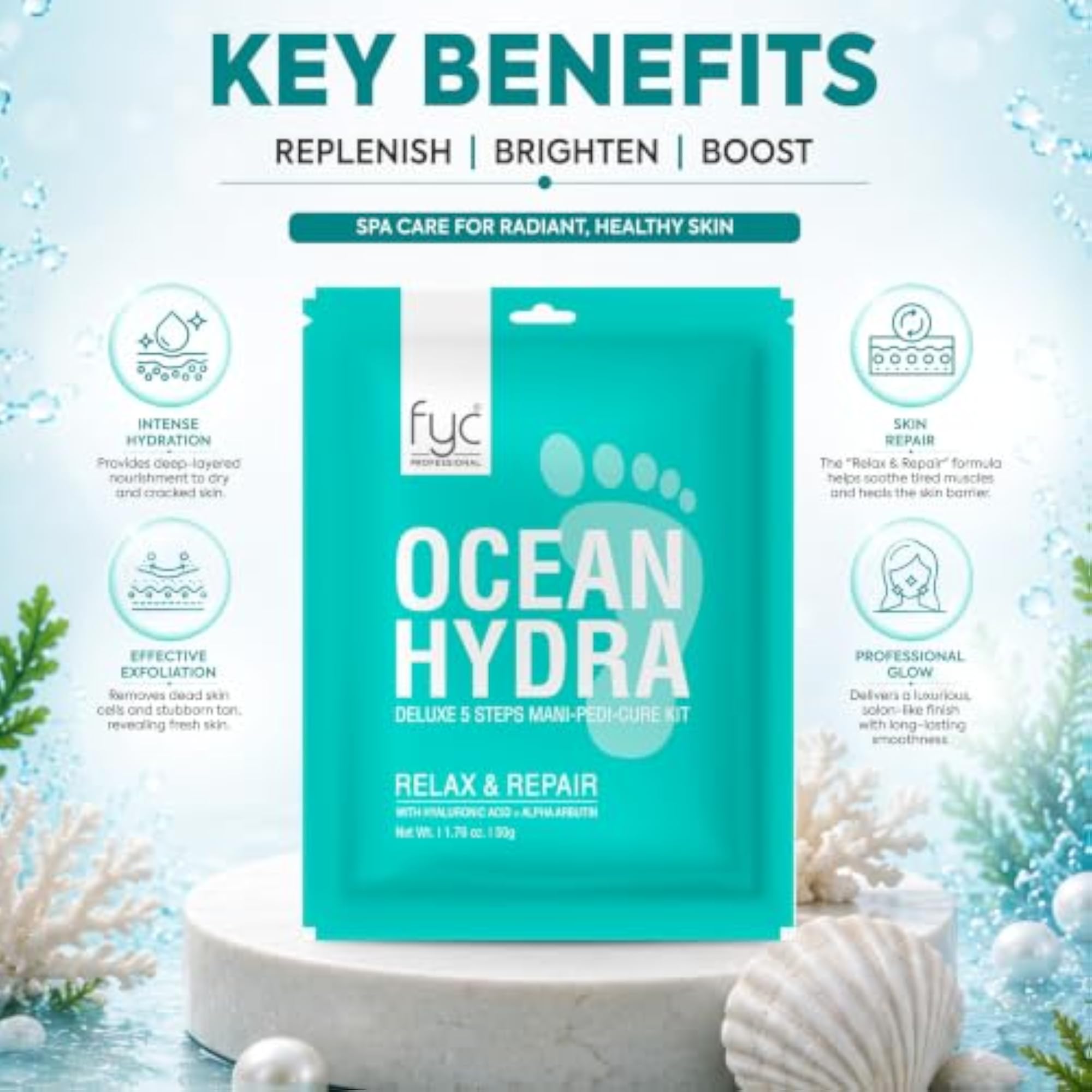Ocean Hydra Deluxe Manicure Pedicure Kit, Hand & Foot Spa