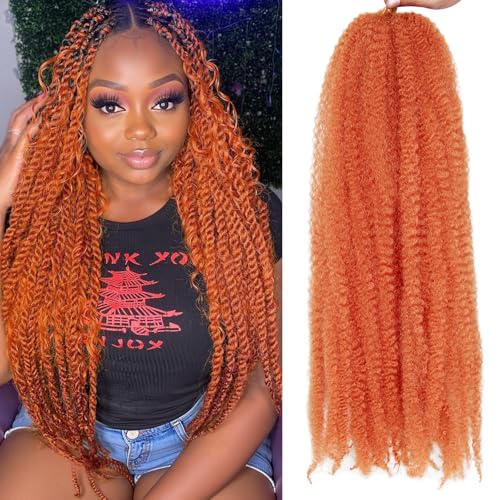 8 Packs Marley Twist Braiding Hair 24 Inches MarleyTwist Hair Orange Cuban Twist Hair Marley Afro Kinky Curly Twist Faux Locs Crochet Hair Synthetic Marley Hair Extensions