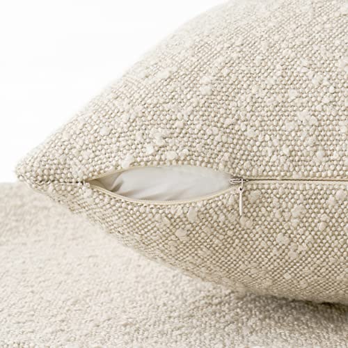 Miulee Set Of 2 Decorative Throw Pillow Covers 18 X 18 Inch Beige Pillowcases Textured Boucle Square Sofa Couch Pillow Home Decor For Living Room Woven Modern Cushion Cases #TOP2