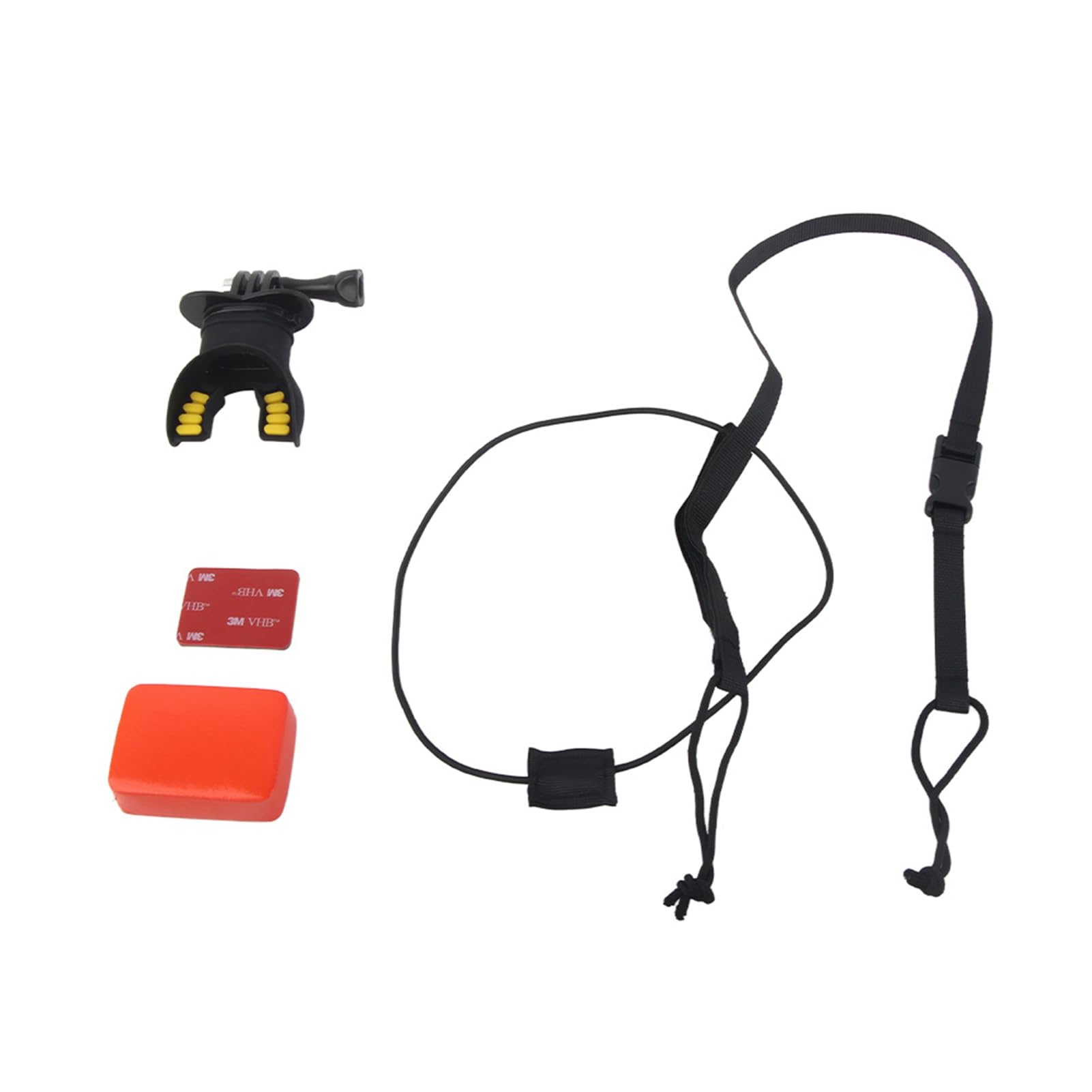Topiky Mouth Bite Mount Adaptador del Soporte de la Boquilla Surfing Diving Skating con Floaty y Cuello Lanyard para Hero 7/6/5/4/3/3 + para cámara de acción (Negro)