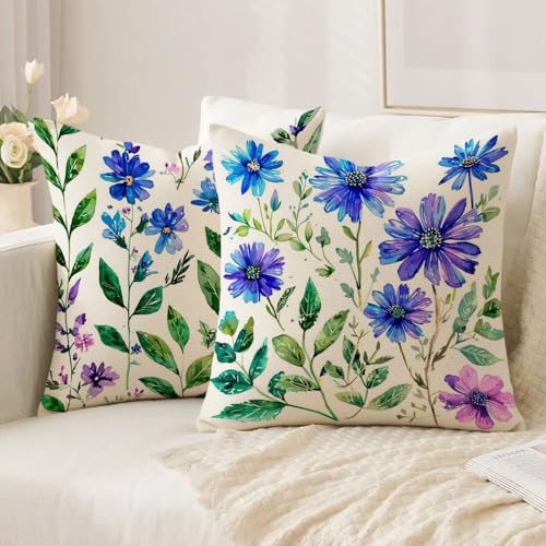 Taie oreiller bleu double face fermeture éclair de décoration salon