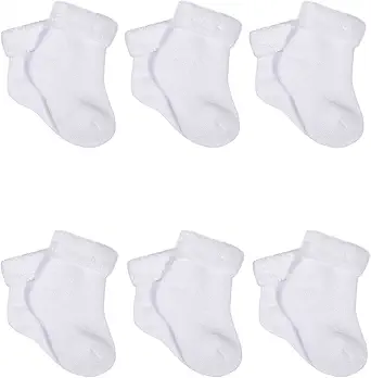 Gerber Baby Boys & Girls 6-Pack White Terry Socks