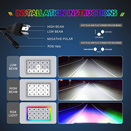 Lámparas LED 4x6 para vehículo con función RGB Halo, 4 piezas miniatura 6