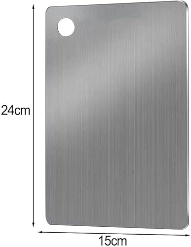 Miniatura 2 de Tabla de cortar de acero inoxidable para cocina casera para verduras y carnes, diseño SimpleClean para tareas de preparación de cocina (25 x 15)