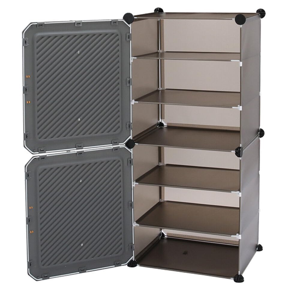 Image of Strassis Design Plastic Shoe Rack for Home with Door, 2 Door 6 Shelf | DIY Shoe Stand Organizer Cabinet for 12 Pairs Storage | Portable Slipper & Chappal Stand