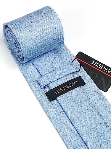 Image of HISDERN Mens Ties Solid Color Tie and Pocket Square Set Classic Woven Formal Neckties & Handkerchief Wedding Party