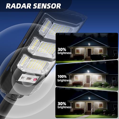 FOWSEEK Solar Street Lights Outdoor 2 Pack, 6500K Solar Lights Outdoor Waterproof with Motion Sensor, Lamparas Luces Solares para Exteriores Dusk to Dawn Commercial Lighting for Yard Path thumbnail 3