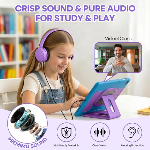 Classroom Headphones Bulk 40 Pack, Wired Heavy Duty On-Ear Headsets for K-12 Kids Students, 3.5mm Jack for Chromebook, Laptop, Computer, Library, Group Learning & Testing - Assorted Bright Colors - Image 3