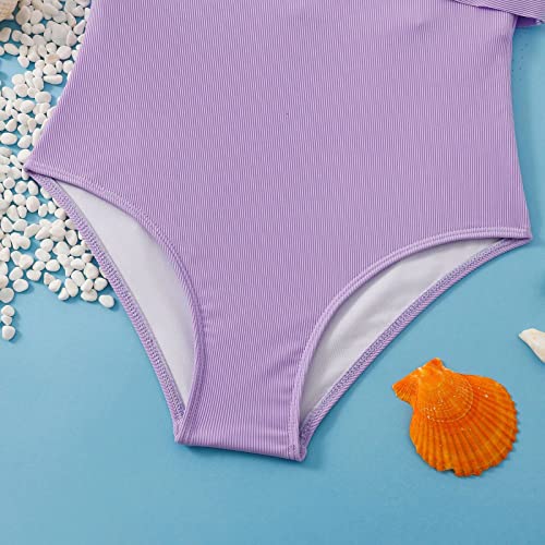 Girl's Solid Color Ruffled Tow Swimsuit for 7 to 14 Years Swimming Pool Hot Spring Natatorium Swim Suits for Girls2