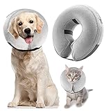 Dog cones, Inflatable Dog Collar for Pet Surgery, Recovery Cone Collar Prevent Dogs & Cats from Biting & Scratching, Adjustable E-Collar with 5 Size Fit for Most Dogs & Cats (CHECK THE SIZE)(XS, Grey)