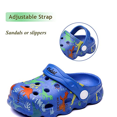 Fadezar Kids Cartoon Clogs Boys Girls Toddler Dinosaur Garden Shoes Slip On Beach Pool Shower Slide Sandals Blue 8.5-9.5 Toddler #TOP2