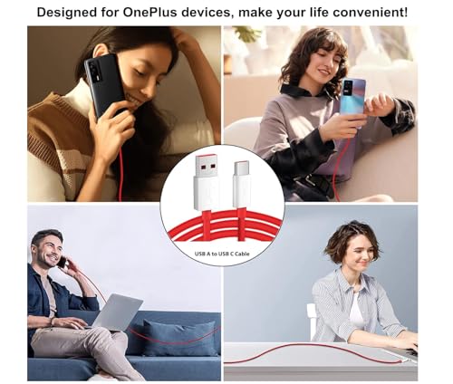 2 sztuki | Ładowarka zapasowa 65 W, 80 W, USB na USB-C, kabel do ładowania OnePlus 12 Open 11 10 8 7T Pro 7 6T 5T | Obsługuje ładowanie Warp i SuperVOOC | 2 metry | synchronizacja danych i szybkie