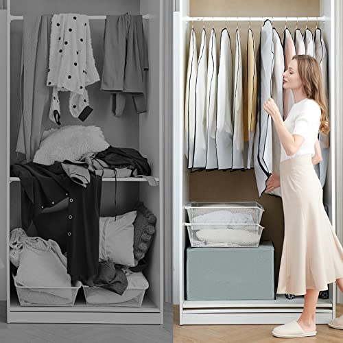 GoMaihe 12 Stück Kleidersack Anzug Lange, 60 x 120/100cm Schwarz Rand Transparent Anzugtasche Kleidersäcke, Kleiderhülle Anzugsack Abendkleid Brautkleid Mäntel Hemden Mottenschutz Wasserdicht, MEHRWEG