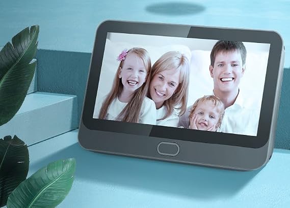 جرس باب فيديو ذكي مع شاشة، كاميرا 1080 بكسل مزودة بشبكة WiFi، تنبيهات في الوقت الفعلي، أبيض