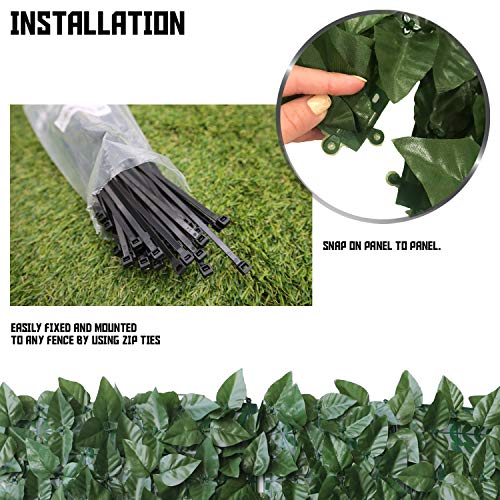 TANG 3'x58'-1PC Faux Ivy Fence Privacy Screen Greenery Roll Artificial Plant Wall Leaf Fences for Patio Balcony Outdoor Chain Link Fence Covering, Custom Size, Laurel