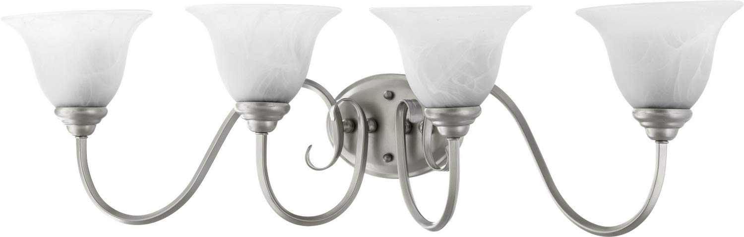 Quorum 5110-4-64 Transitional Four Light Vanity from Spencer Collection in Pewter, Nickel, Silver Finish,