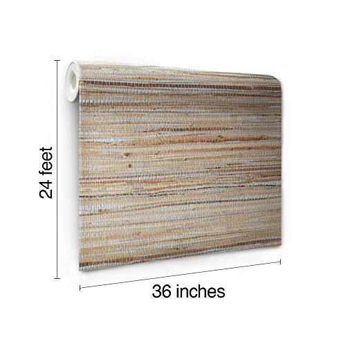 York Wallcoverings NZ0796 Grasscloth Behang door Raw Jute, Zilverachtig/Parel, Crème, Beige, Tan - Afbeelding 7