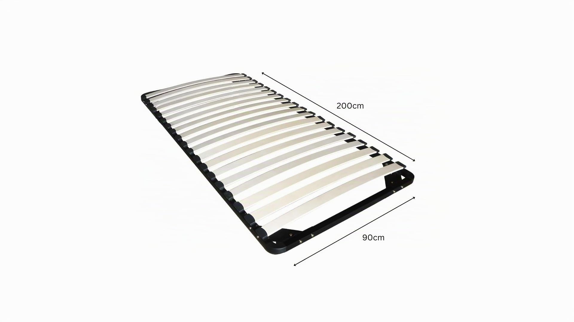 Vente-unique - Sommier Cadre à Lattes 90 x 200 cm -19 Lattes - sans Pieds - Noir - Kalista de YSMÉE