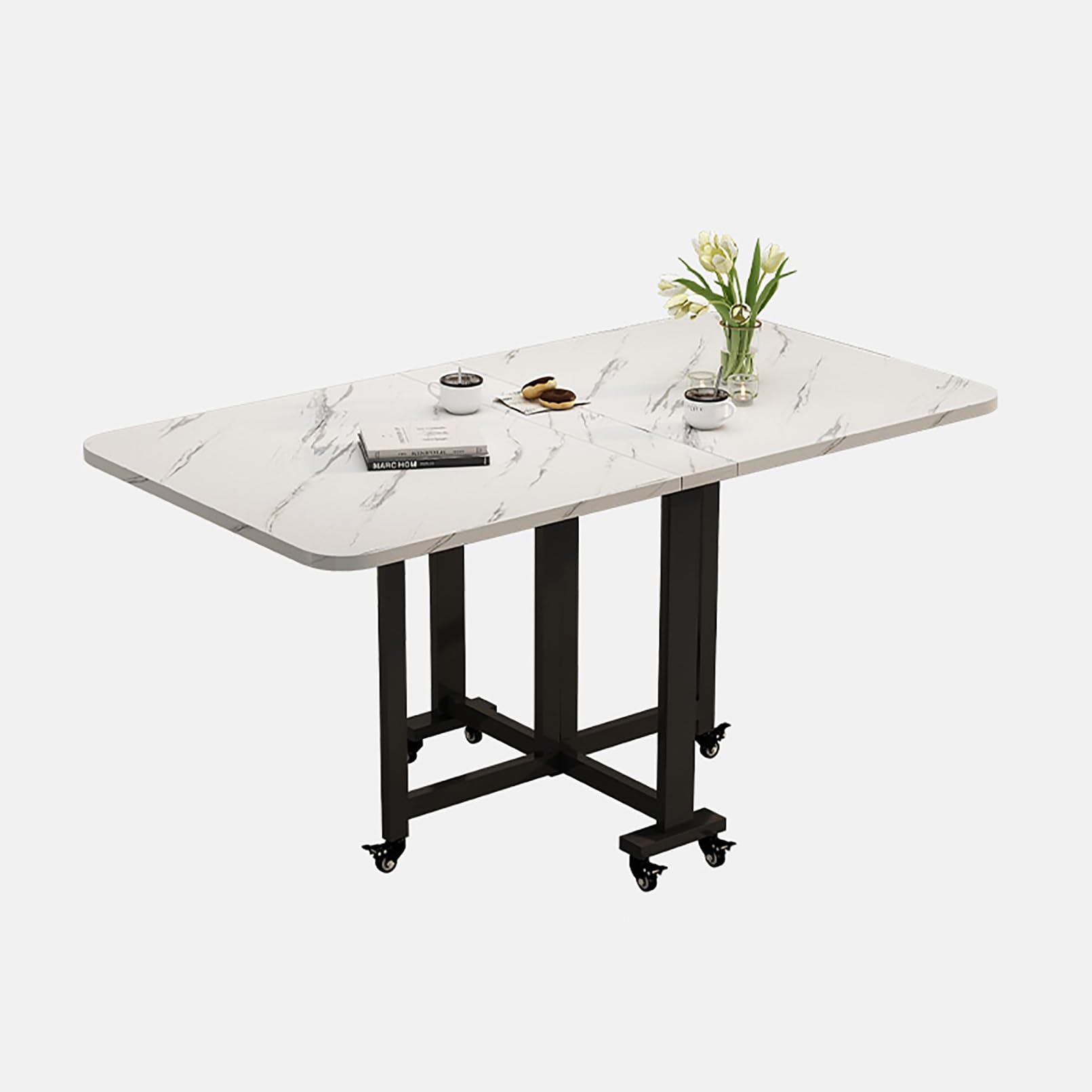 Table papillon extensible blanche pour repas conviviaux en terrasse