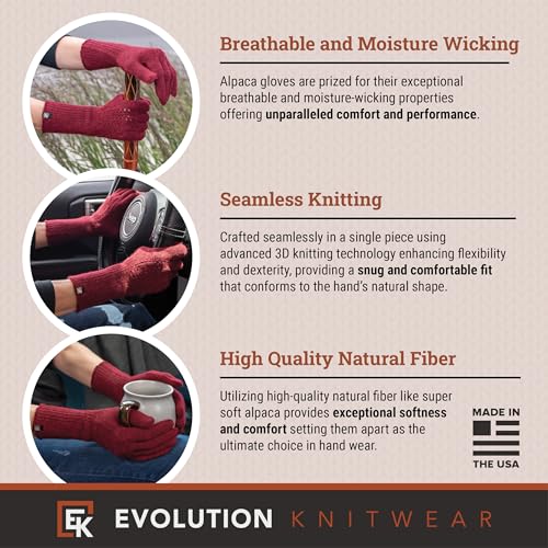 Evolution Knitwear Alpaca Mesh Knit Gloves - Made in the USA - Super Soft Baby Alpaca - Small2