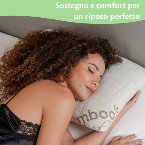 Flowen-Cuscino-Cervicale-Memory-Foam-per-Dormire-Ortopedico-Aloe-Vera-Guanciale-Ideale-per-Supporto-al-Collo-Ergonomico-Traspirante-Antirussamento-Anallergico-Federa-Bamboo-Lavabile