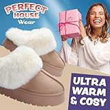 CityComfort Sherpa Lined Slippers for Women Teenagers, Fluffy Slip-On House Shoes with Non Slip Sole - Gifts for Her (Beige, 5 UK) - Image 3