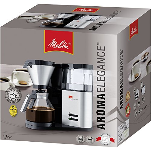 Melitta Cafetera de filtro con jarra de vidrio, Aroma Elegance, Negro/Acero inoxidable mate, 1012-01 - Imagen 7