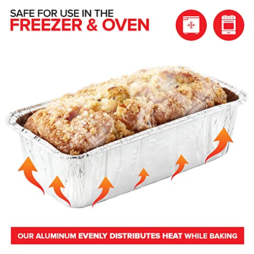 Stock Your Home 2 Lb Aluminum Foil Mini Loaf Pans (50 Pack) Disposable Small Loaf Pan – 2 Pound Baking Tin Liners, Perfect to Bake Cakes, Bread Loaves, and Meat - 8.5 x 4.5 x 2.5
