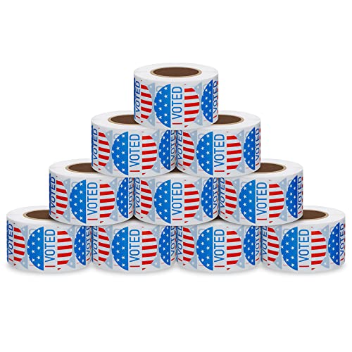 Aleplay I Voted with Red, White, and Blue Circle Stickers 1.5 Inch Round 500 Labels Per Roll (10 Rolls)