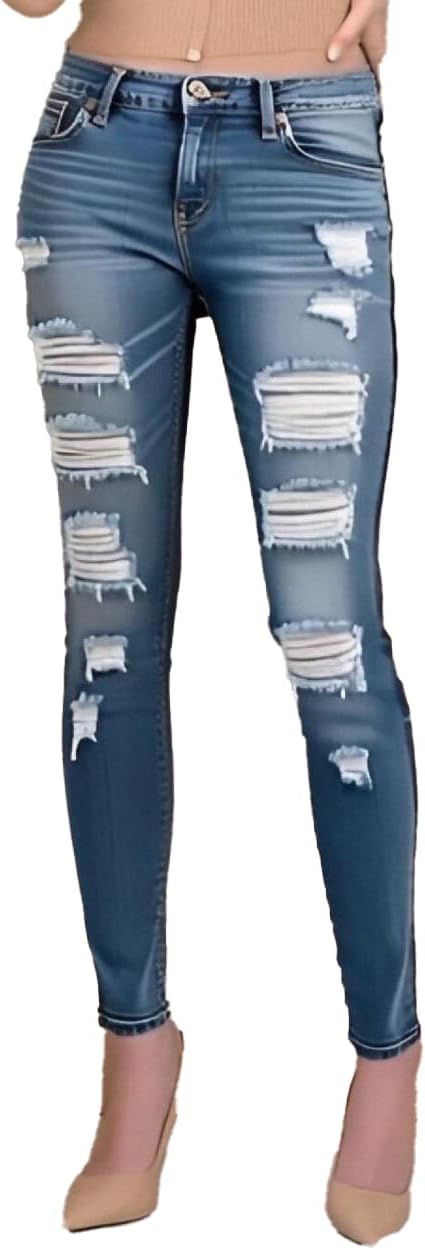 Women's High Waisted Jeans for Ripped Skinny Stretch Jeans Distressed Butt Lifting Denim Pants