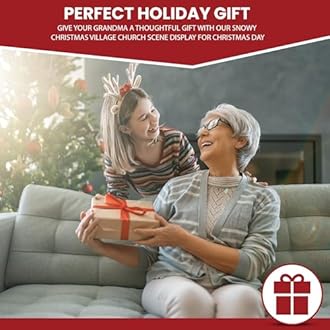 Christmas Village Church Scene - Animated Pre-lit Musical Winter Snow Village Congregation with Choir - Perfect Addition to Your Indoor Holiday Decorations & Snow Village Displays