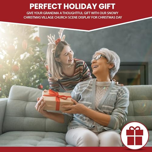 Christmas Village Church Scene - Animated Pre-lit Musical Winter Snow Village Congregation with Choir - Perfect Addition to Your Indoor Holiday Decorations & Snow Village Displays