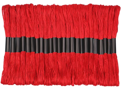 24 Skeins Red Embroidery Floss Red Embroidery Cross Floss Embroidery Thread Floss Set Including Plastic Floss Bobbins for Embroidery and Sewing