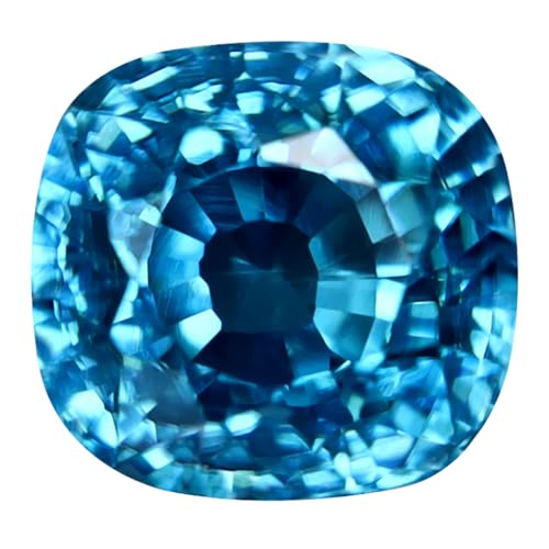 Zircon bleu cambodgien naturel 3.44 ct taille coussin pour haute joaillerie